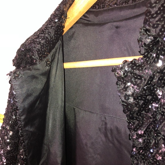 Vintage BLACK SEQUIN Duster long sequin coat, opera coat - Picture 3 of 5